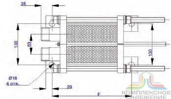 Чертёж теплообменника Danfoss XGM032M вид сверху